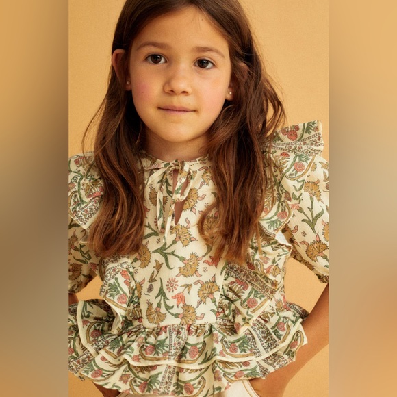 The New Society Indiana Blouse Floral Ruffle Fall Top Youth Childrens Girl’s 4 S - Picture 4 of 9